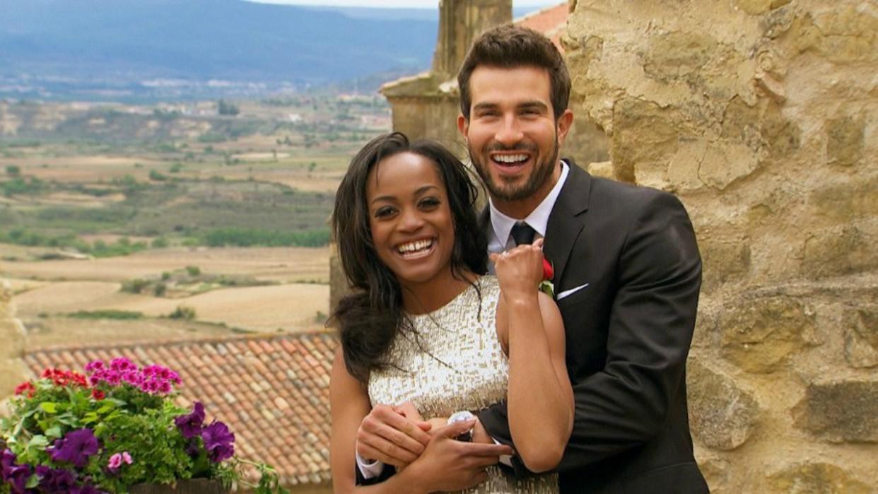 The ‘Bachelorette’ Rachel Lindsay and her fiancé Bryan Abasolo.