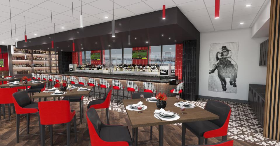A rendering of the Texas Tech Champion Central Bar shows the expected look of the Texas Tech Club's new bar.