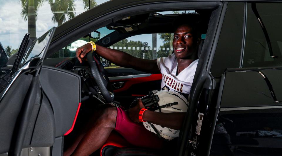 Jaheim Clarke, Riverdale, No. 12 recruit in the Naples Daily News and News-Press'  Big 15 for 2022.Cars provided by and photos taken at Naples Luxury Imports. 