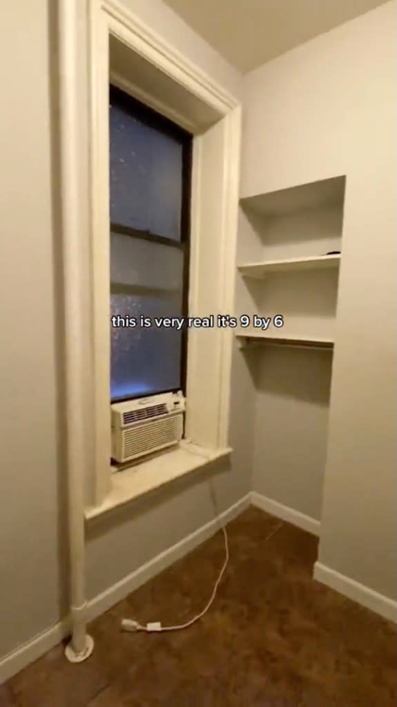A view inside the apartment, whose tiny size doesn’t fit much. thatnycrentalpage/Tiktok