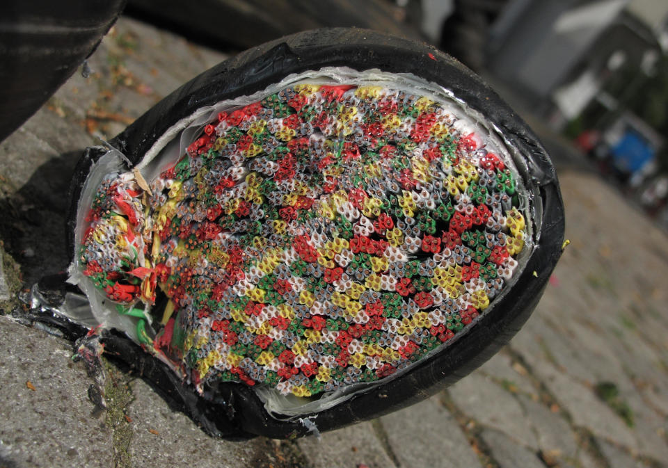 Inside of a telephone wire