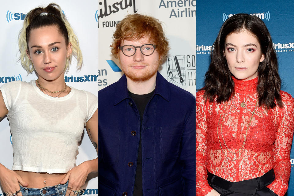 Miley Cyrus, Ed Sheeran and Lorde