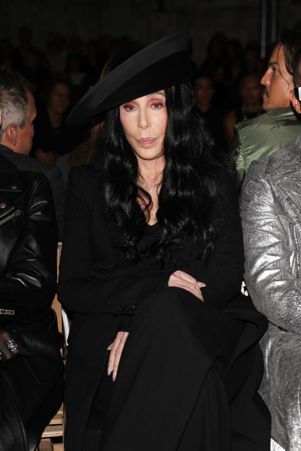 Cher attends the Ann Demeulemeester womenswear spring-summer 2023 show as part of Paris Fashion Week on October 1, 2022.