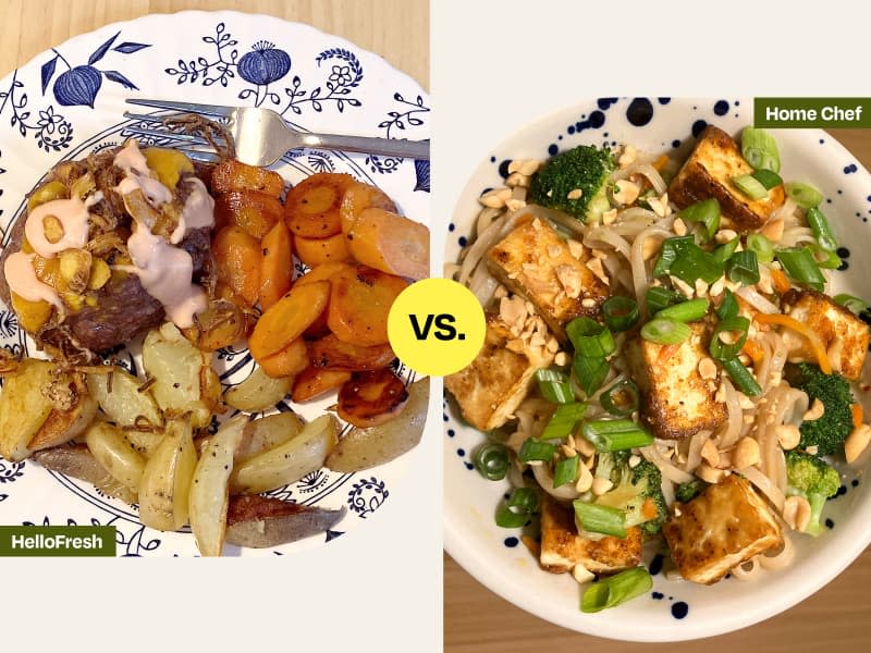 HelloFresh vs Home Chef recipe photos side by side