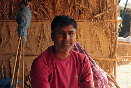 Nar Singh, a Hindu migrant from Pakistan, poses as he sits at a shelter on the outskirts of Jodhpur, in the desert state of Rajasthan, India, October 30, 2018. Picture taken October 30, 2018. REUTERS/Zeba Siddiqui