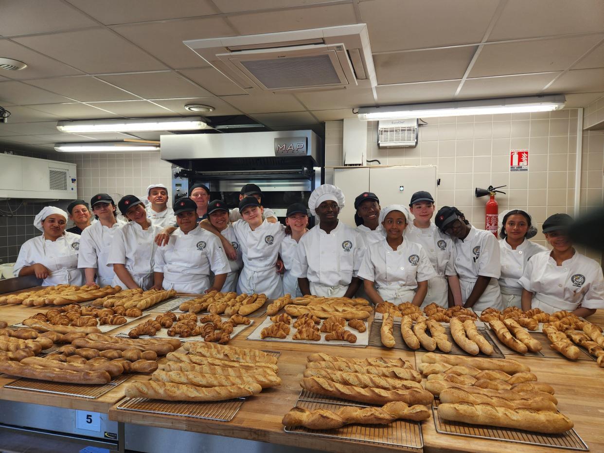 Worcester Technical High School students made baguettes at the School of Hospitality and Tourism of the Loire Valley in Trélazé, France.