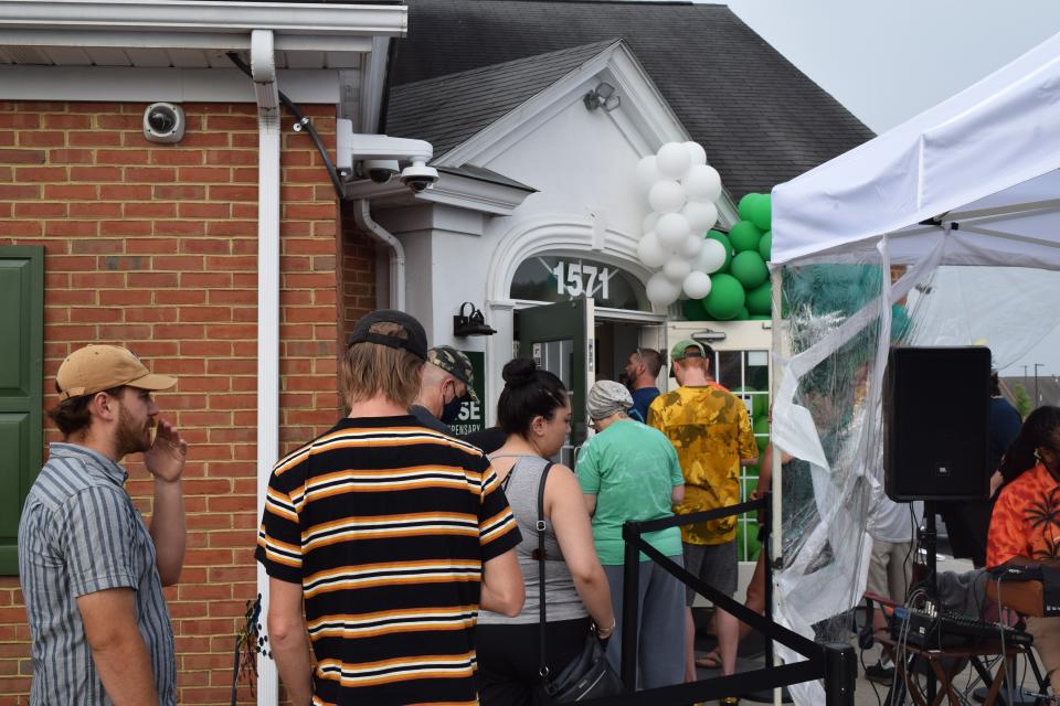 Customers file into RISE Dispensary, 1571 Wesel Blvd. in Hagerstonw, on Saturday morning.