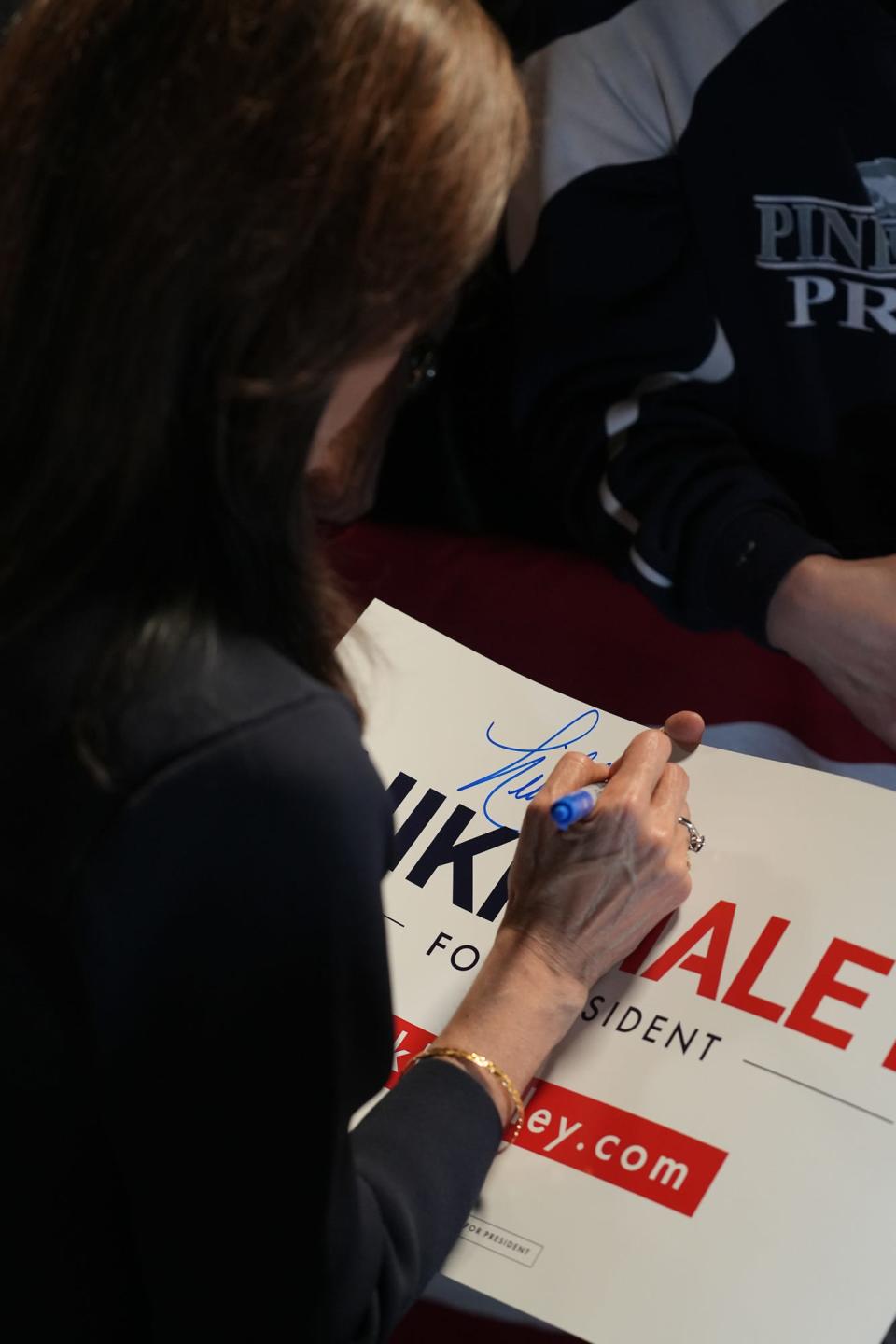 Nikki Haley signed autographs for supporters in Charlotte, N.C., on Friday.