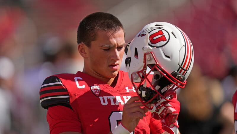 Utah safety Cole Bishop looks on during a game against Weber State Saturday, Sept. 16, 2023, in Salt Lake City.  Bishop was selected in the second round of the 2024 NFL draft by the Buffalo Bills.