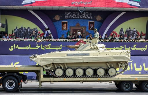 The parade showcased tanks, armoured vehicles, drones and missiles