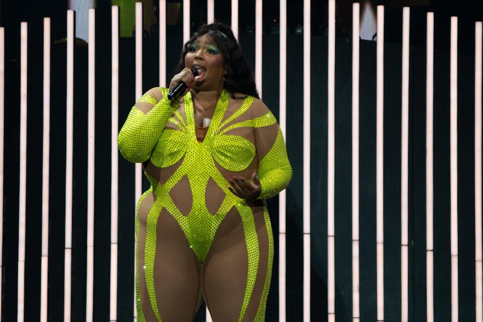 Lizzo performs onstage for The Special Tour on Oct. 25 at the Moody Center.