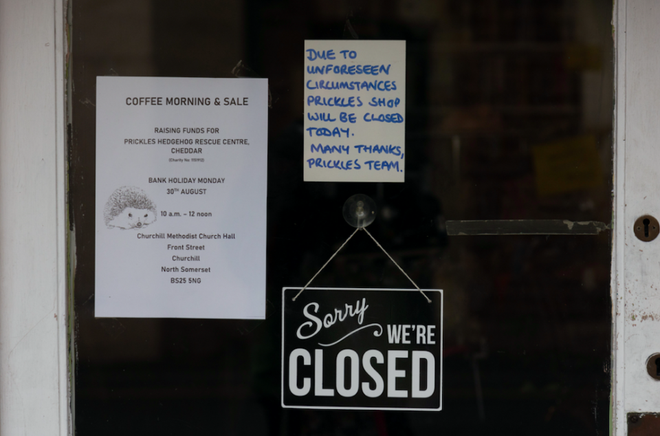 Local business Prickles put up a sign saying they were closed. (SWNS)
