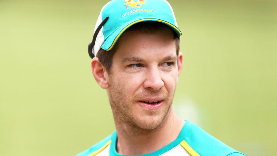 Tim Paine is seen here during a training session with the Australian cricket team.