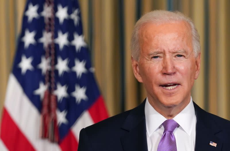 Biden speaks about racial equity at the White House in Washington