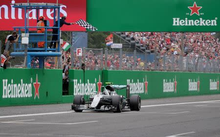 Formula One - F1 - Italian Grand Prix 2016 - Autodromo Nazionale Monza, Monza, Italy - 4/9/16 Mercedes' Nico Rosberg crosses the line to win the race Reuters / Max Rossi Livepic