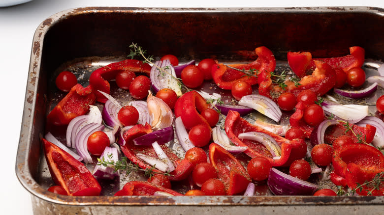 seasoned vegetables in a tray