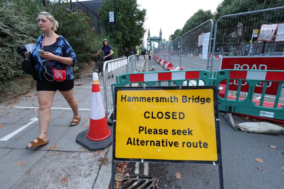 The bridge was closed to pedestrians and cyclist last month (PA)