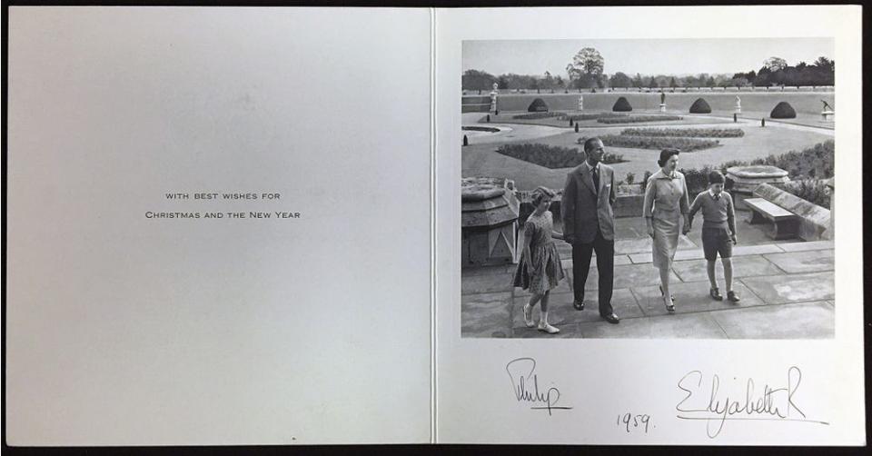 Princess Anne, Prince Philip, Queen Elizabeth and Prince Charles in 1959's Christmas card | Rowleys/BNPS