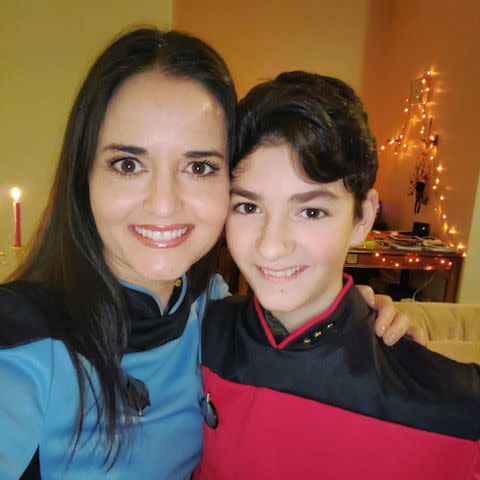 <p>Danica McKellar Instagram</p> Danica McKellar and her son Draco Vert pose for a selfie together.