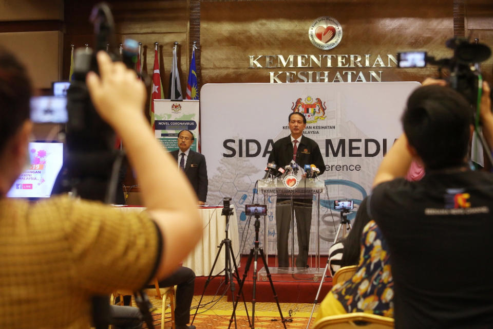 Health director-general Datuk Dr Noor Hisham Abdullah said two of the six cases were local transmissions and the other four were Malaysians returning from abroad. — Picture by Choo Choy May