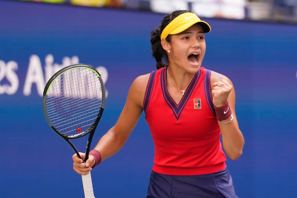 Emma Raducanu (pictured) has swept through the draw in New York but faces a big challenge against Belinda Bencic (Seth Wenig/AP) (AP)