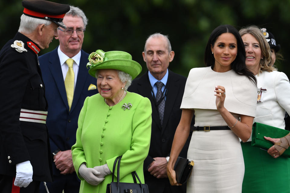 Queen Elizabeth II and the Duchess of Sussex teamed up for a royal appearance. (Photo by Jeff J Mitchell/Getty Images)