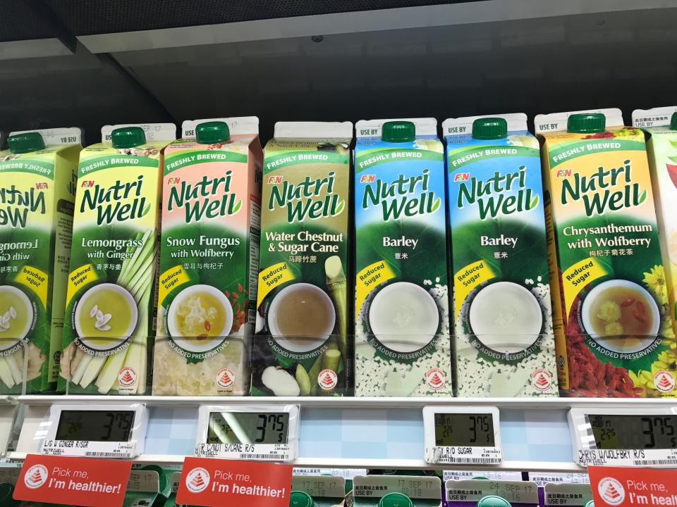 NutriWell drinks sold at a supermarket in Singapore (Photo: Yahoo Lifestyle Singapore)