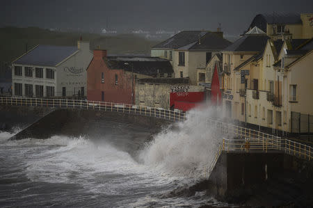 Winds batter the coast as storm Ophelia hits the County Clare town of Lahinch. REUTERS/Clodagh Kilcoyne