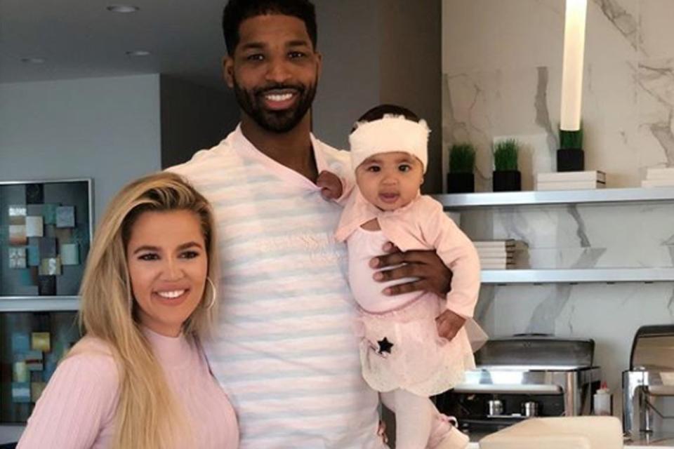 'Devastated': Khloe Kardashian with Tristan Thompson and their daughter True (Instagram / Tristan Thompson)