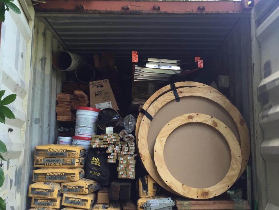 All the materials required to build the hut had to be shipped in a container.