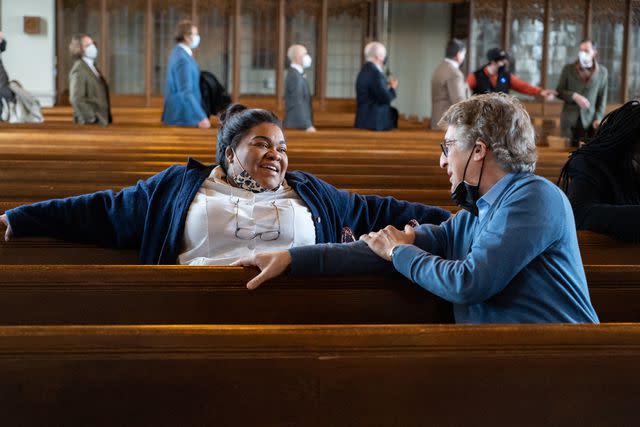 <p>Seacia Pavao/FOCUS FEATURES</p> Da'Vine Joy Randolph and director Alexander Payne on the set of 'The Holdovers'