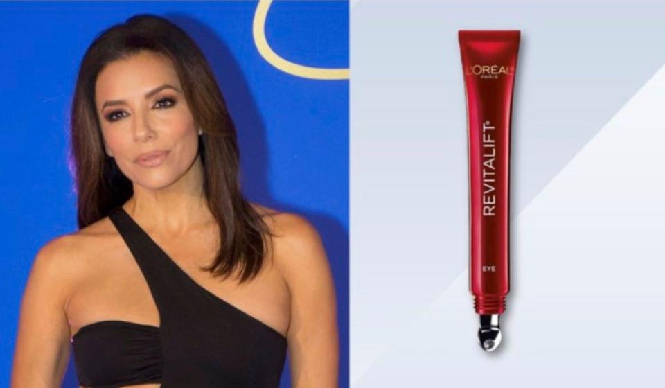 Picture of Eva Longoria next to a tube of L'Oreal Revitalift