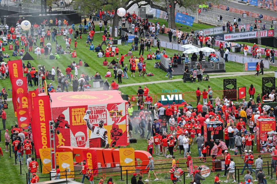 Fans visited the Chiefs Kingdom Experience at the NFL Draft Experience Thursday, April 27, 2023, at the National WWI Museum and Memorial in Kansas City.