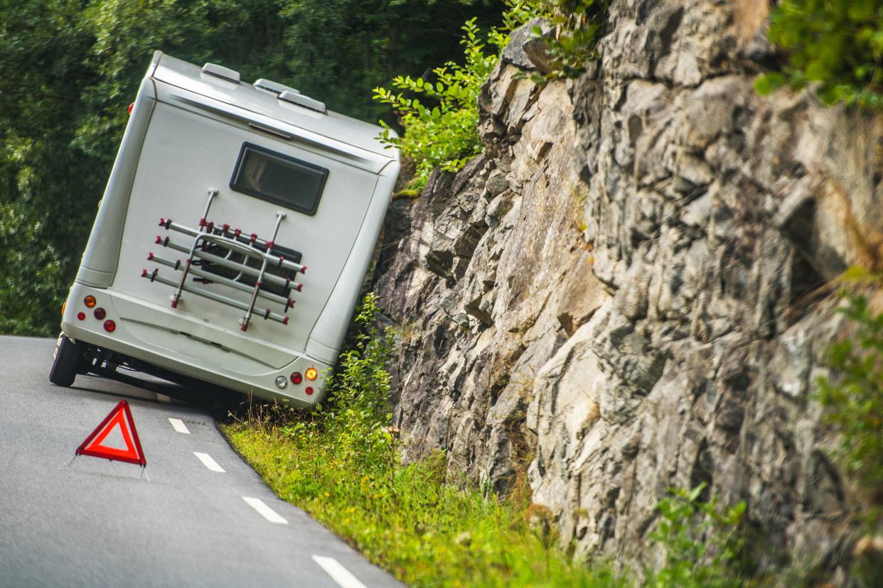 RV Camper Van Accident on the Winding Mountain Road.