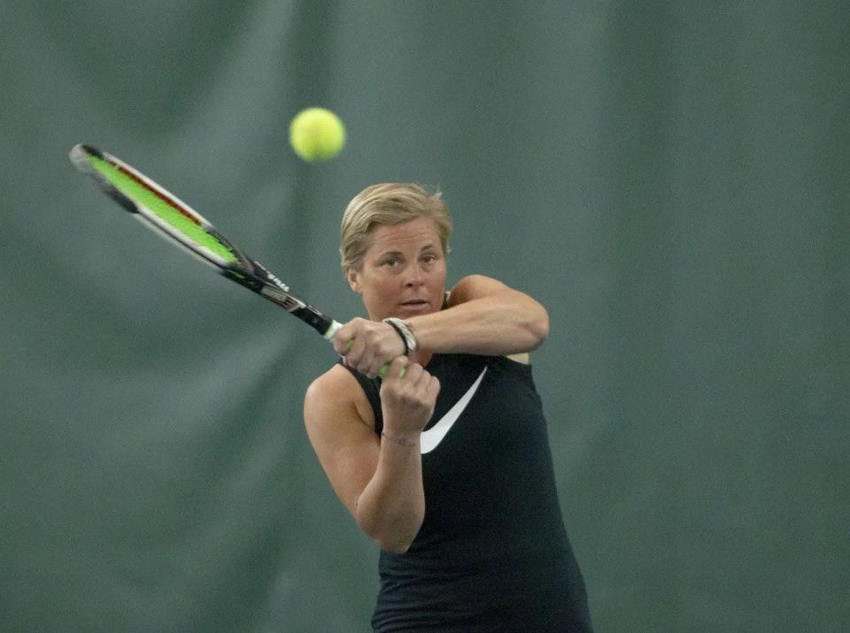 Jen Lassandro was a two-time Mid-Continent Conference Player of the Year at NIU (as Jenny Karges) and has lived in Rockford for 25 years. Lassandro, pictured here in 2019, was named one of NIU's 50 greatest women athletes as part of the school's 50-year celebration of Title IX in 2022.