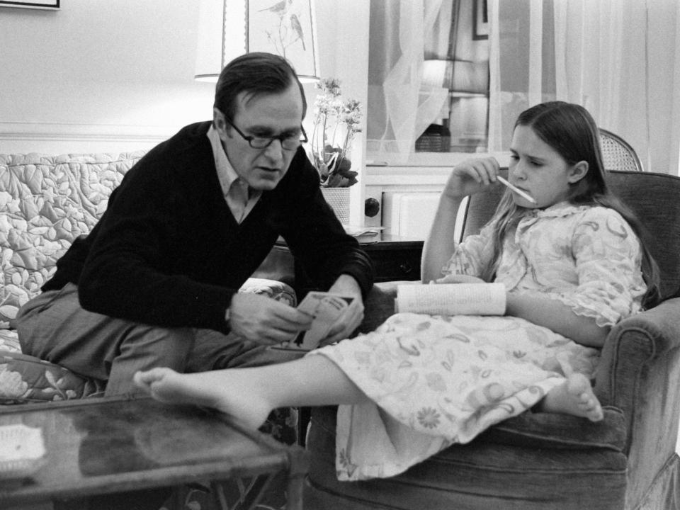 George H.W. Bush helping his daughter Dorothy with homework in 1971.