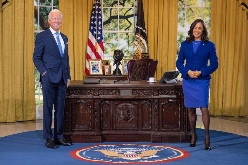 US President Joe Biden and and Vice President Kamala Harris immortalized as wax figures at Madame Tussauds in New York on Jan. 17, 2022. - Credit: Madame Tussauds New York/MEGA