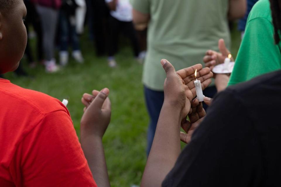 Friends and family of 13-year-old Jermel Ware, who recently passed away following a go-cart accident, held a candlelight vigil for Jermel in Belleville’s Jaycee Park on Friday.