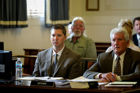 FILE PHOTO - Former University of Cincinnati police officer Raymond Tensing (L), listens during the fifth day of Tensing's retrial in Cincinnati, Ohio, U.S. on June 14, 2017. REUTERS/Cara Owsley/The Enquirer/Pool/File Photo