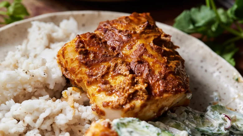 Baked tandoori cod