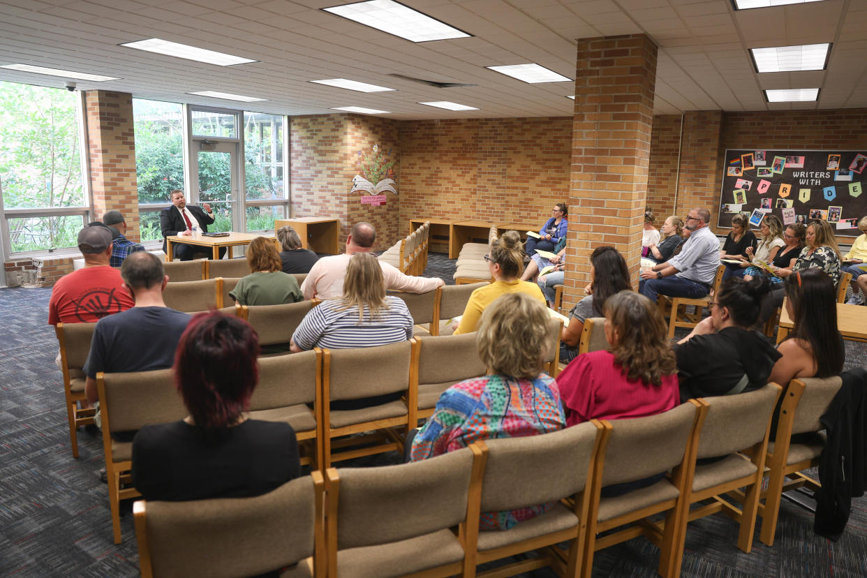 The final three candidates for superintendent of Kent City Schools spoke to community members and school staff Tuesday, June 6, 2023 at Kent Roosevelt High School.