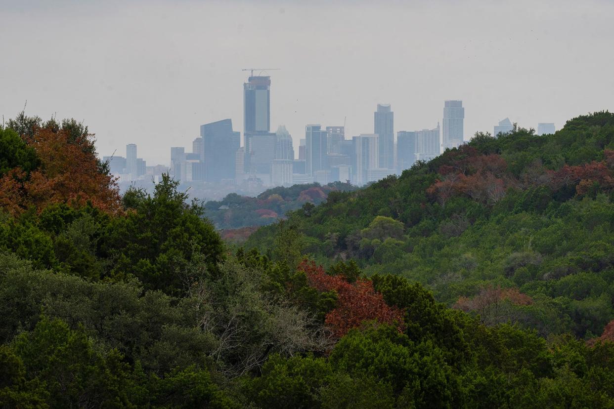 The Austin skyline is seen from West Lake Hills on Tuesday, Dec. 6.