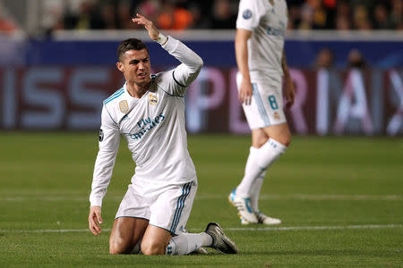 Soccer Football - Champions League - APOEL Nicosia vs Real Madrid - GSP Stadium, Nicosia, Cyprus - November 21, 2017 Real Madrid’s Cristiano Ronaldo looks dejected REUTERS/Yiannis Kourtoglou