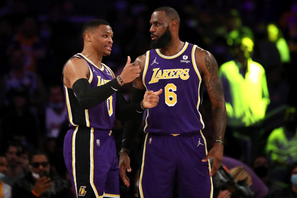 Russell Westbrook (0) and LeBron James (6) were not always a good mix with the Lakers.