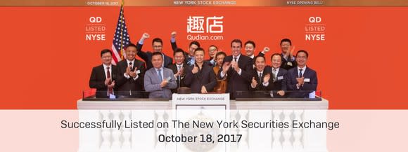 Qudian during last month's IPO on the New York Stock Exchange.