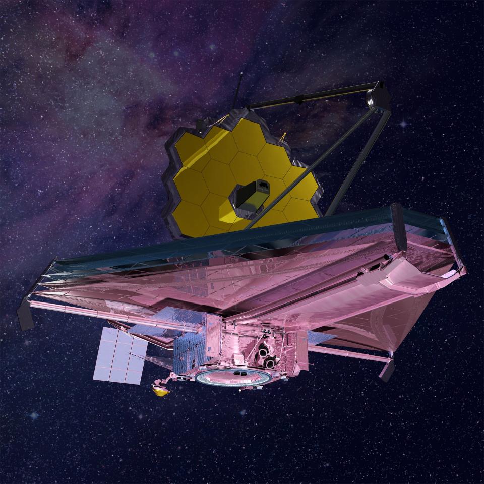 An artist's rendering of the James Webb Space Telescope when fully deployed.