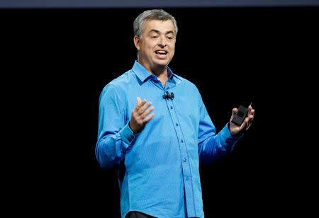 Eddy Cue, Senior Vice President of Internet Software and Services for Apple Inc.,discusses the company's tvOS at the company's World Wide Developers Conference in San Francisco, California, U.S. June 13, 2016. REUTERS/Stephen Lam