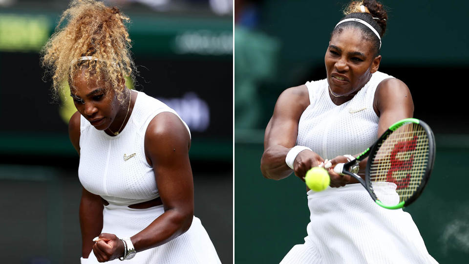 Serena Williams started with a pony tail but switched to a bun before winning. Image: Getty