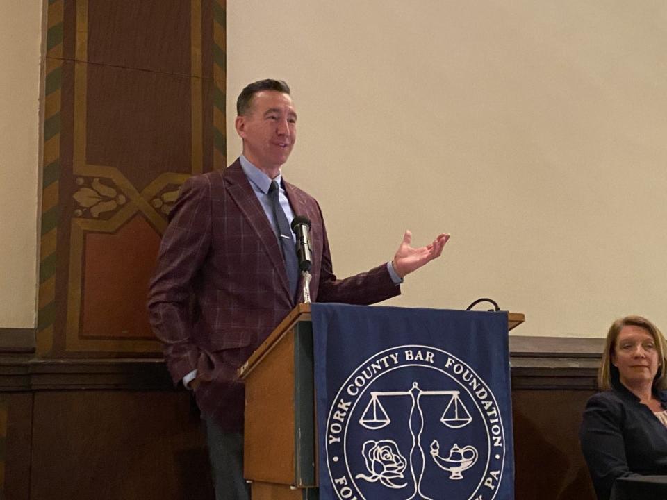 At a recent Law Day Luncheon, Logos Academy’s Aaron Anderson was honored with the York County Bar Association/Bar Foundation’s Liberty Bell Award, granted to non-attorneys in York County who have “encouraged others to respect the laws and legal system, to learn more about and take an active role in the American justice system, and to take pride in our nation's system of freedom for all under the law.”