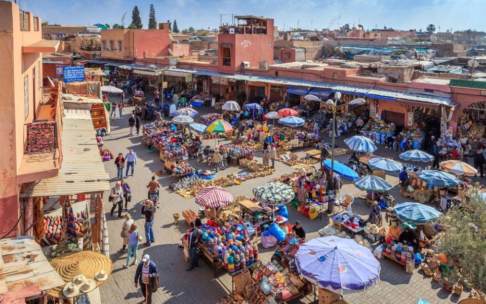 A view of a souk in Marrakech.